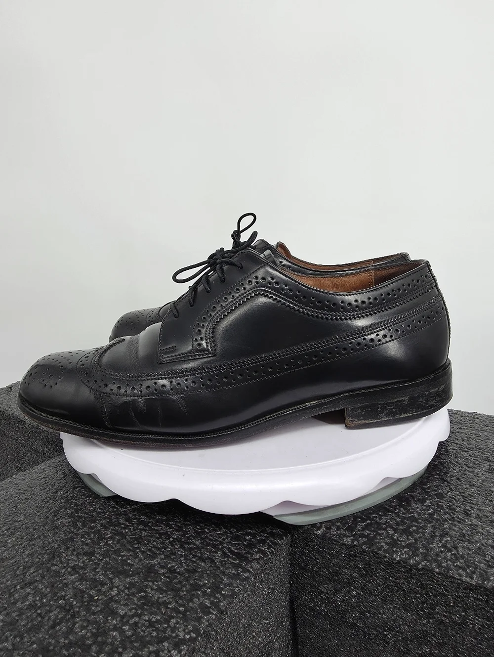 Bostonian Classics Black Leather Wingtip Brogue Derby Shoes Size 10 M